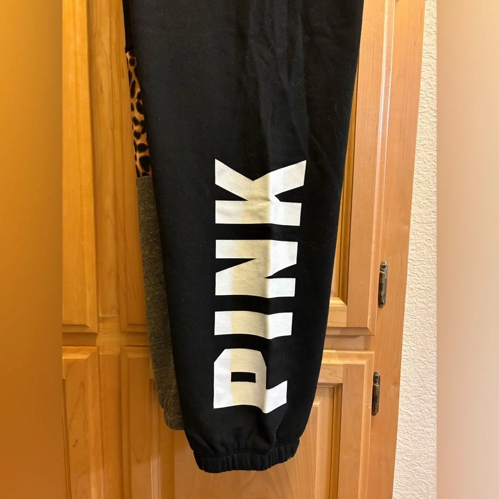 Victoria's Secret PINK Black & Cheetah printed sweats - Picture 2 of 3